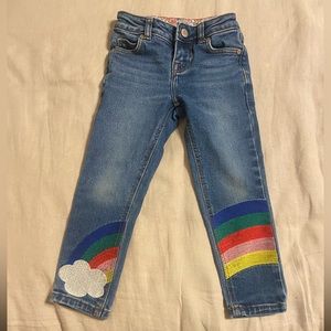 Mini Boden size 3/4 Embroidered Rainbow Jeans